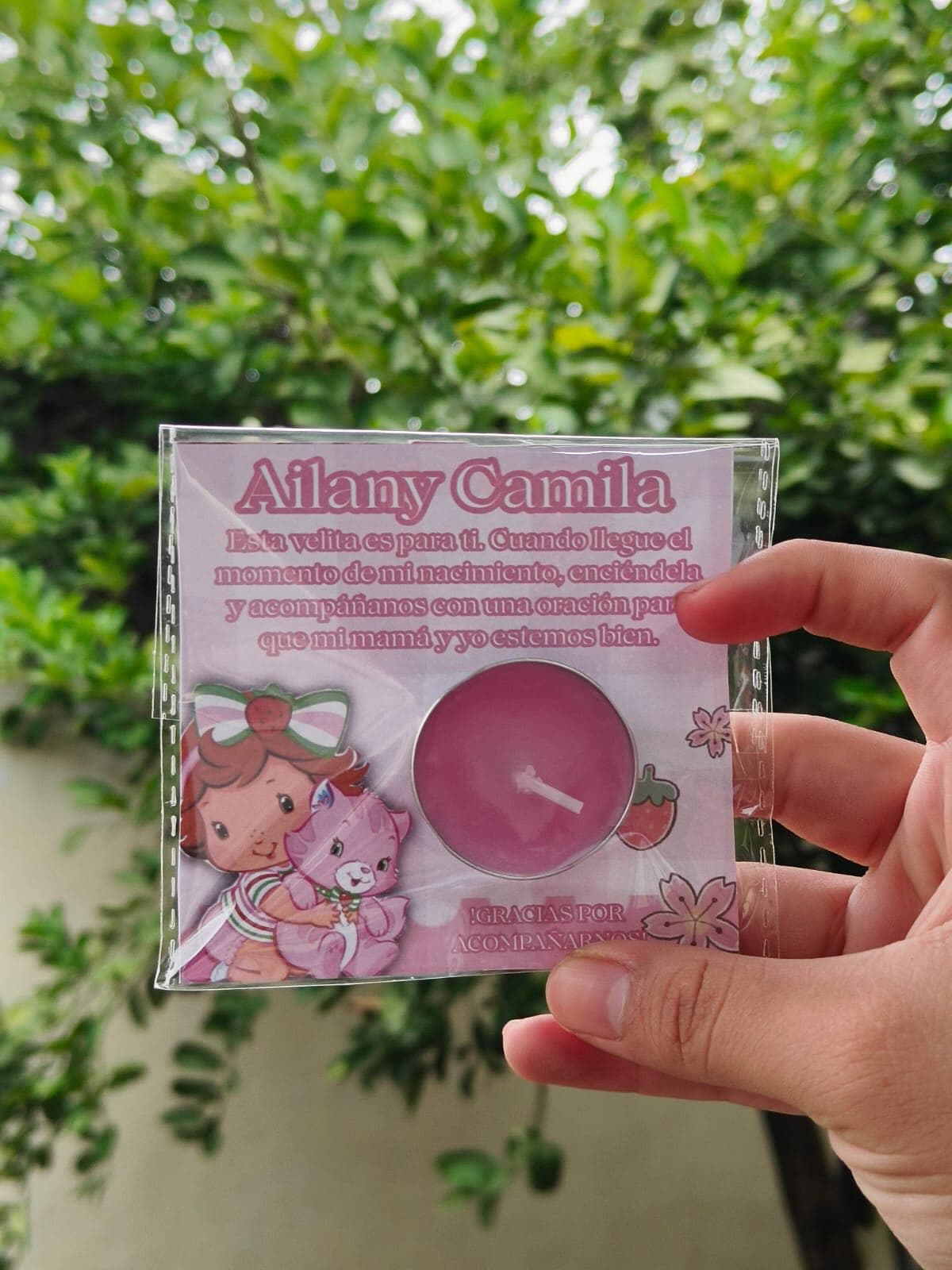 Velita de recuerdo + tarjeta